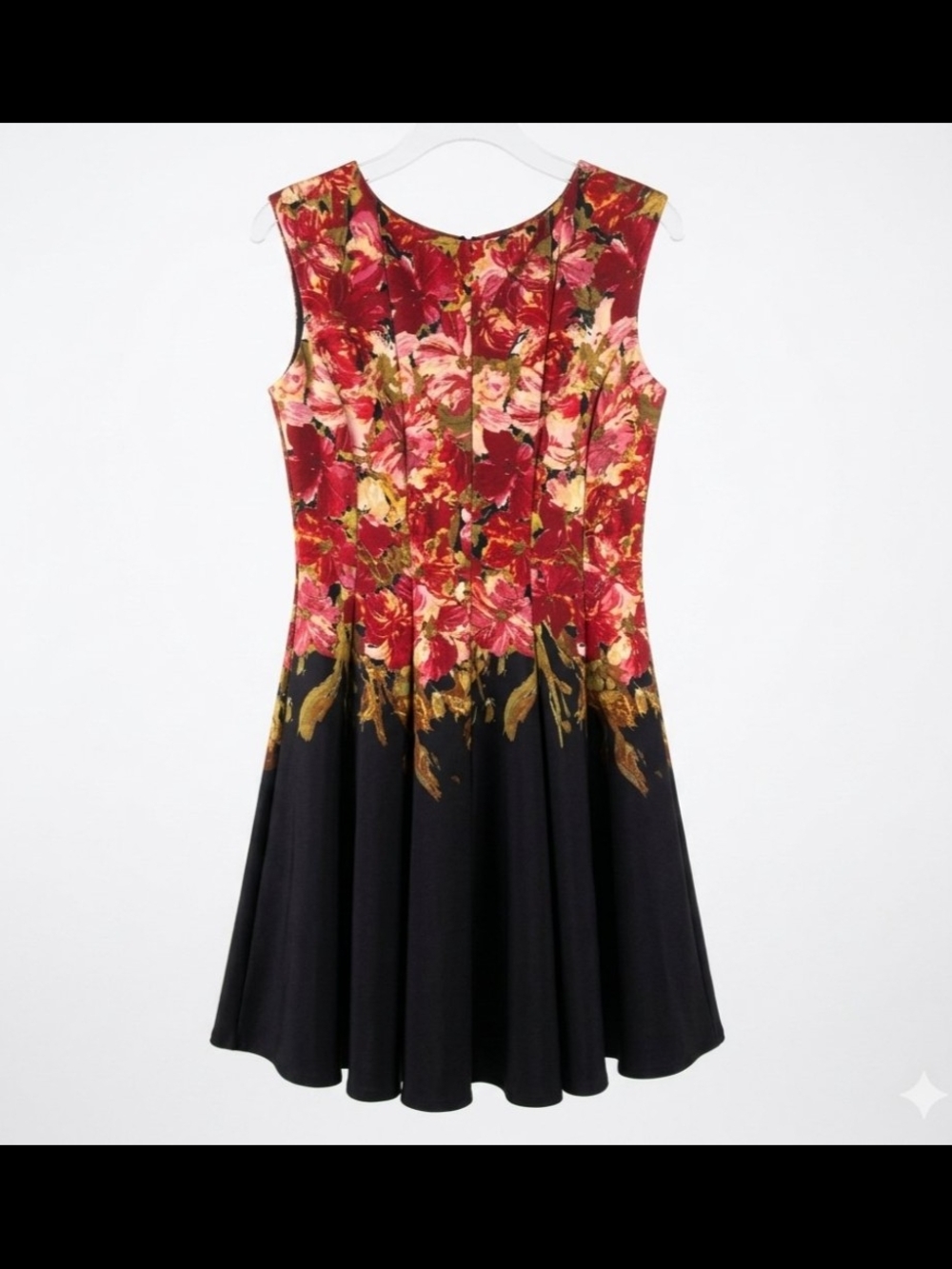 Danny & Nicole Floral Sleeveless Fit & Flare Dress Black Hem Size 6